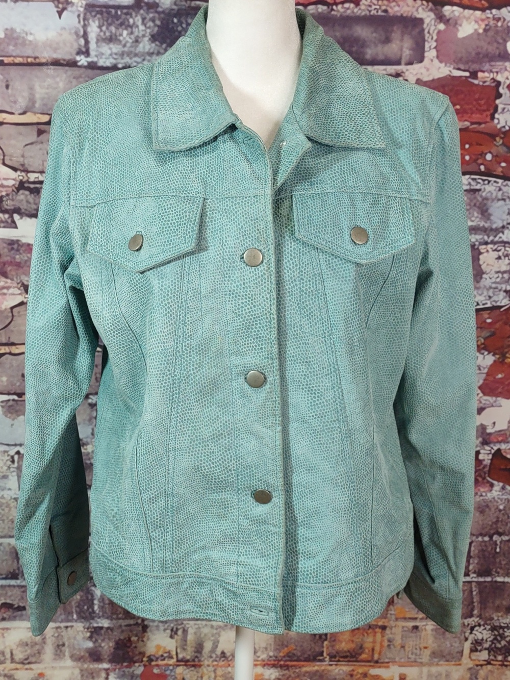 Denim & Co Snake Embossed Leather Jacket
